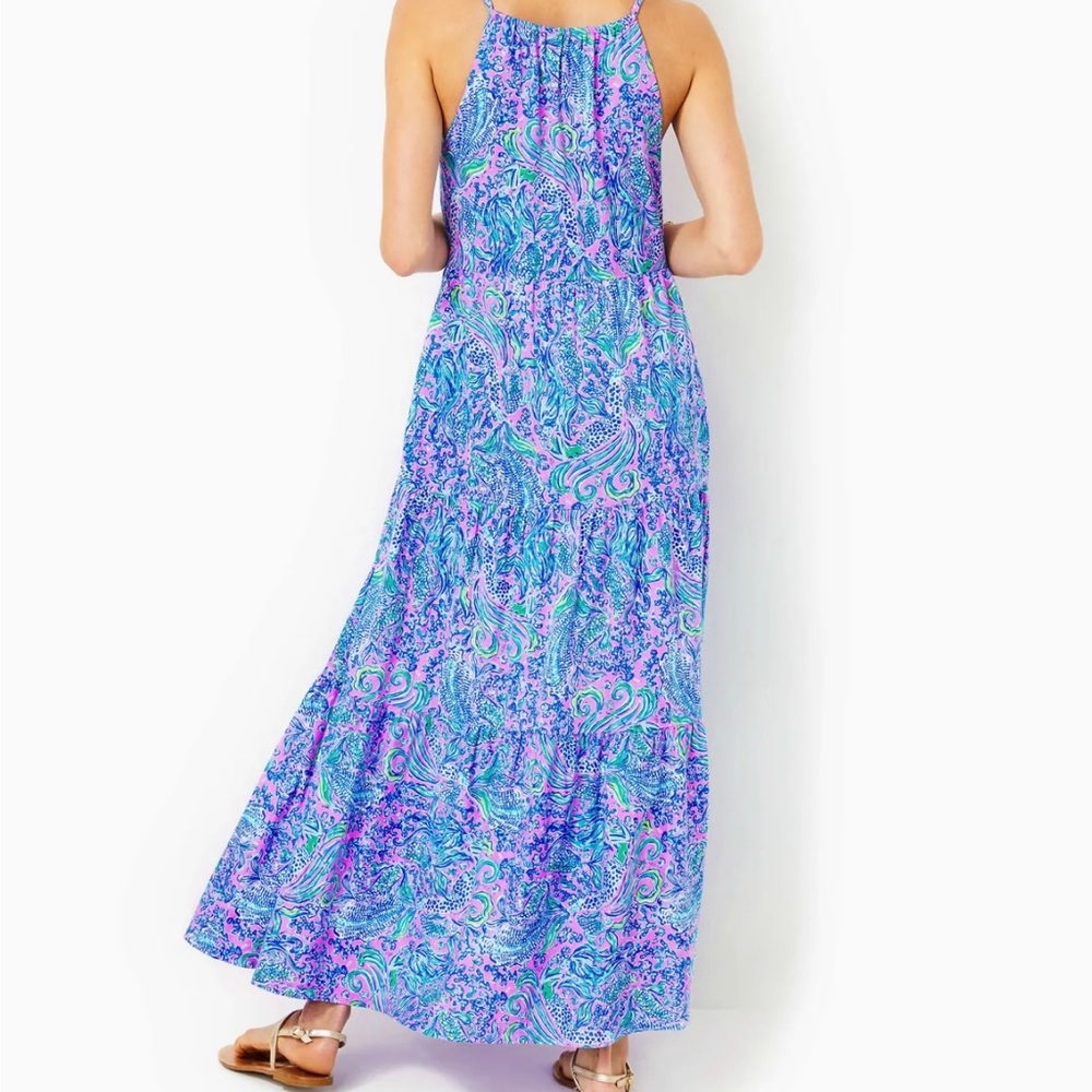 NWT Lilly Pulitzer Maribella Halter Maxi Dress Lilac Rose We Mermaid It L XL XXL - Picture 4 of 8